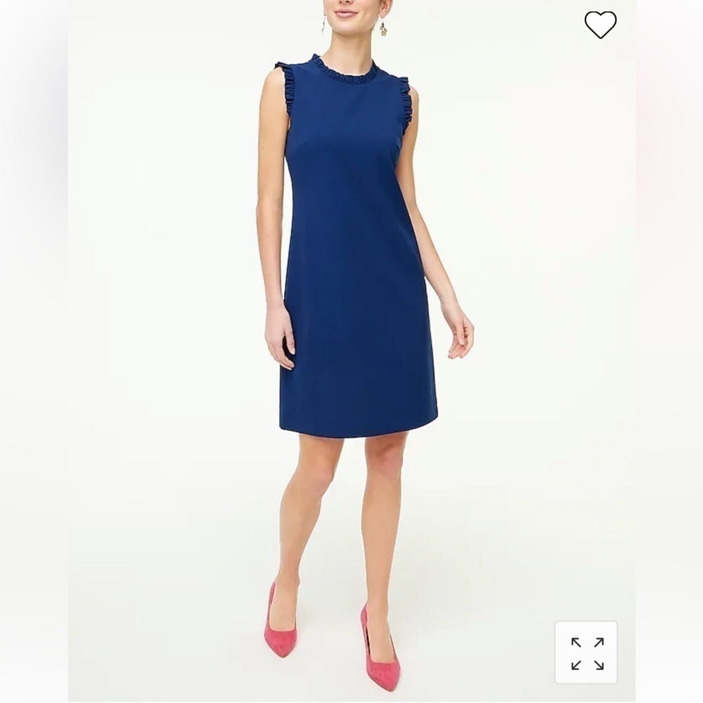 J. Crew Factory Petite Ruffleneck suit dress BO460 Navy 2P 2
